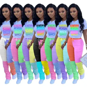2022 Factory direct sales Eaby Ladies explosion stylish Top hot sell colour mixture pants clothing Vendor Supplier