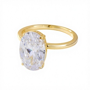 Bague de fiançailles et de mariage en argent sterling S925 de haute qualité, zircon ovale 8*12mm, plaqué rhodium et or, bijoux fins, cadeau - Product Image 1