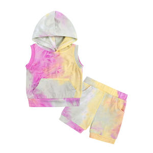 Conjunto de Ropa Infantil de Verano con Tie Dye, Conjunto de 2 Piezas con Sudadera con Capucha para Niños y Niñas, Ropa Infantil Unisex, RS01037 - Product Image 3