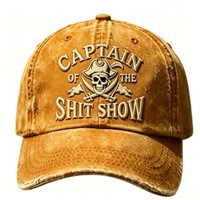 Gorra de béisbol bordada Captain Of The Shit Show, gorra unisex ajustable de mezclilla vintage con diseño de calavera y huesos entrelazados