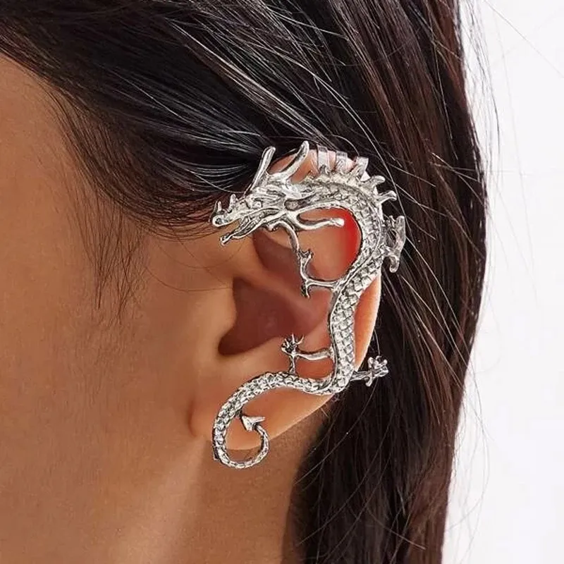 2022 Vintage Jewelry Fashion Dragon Ear Clip Vintage Punk Jewelry Accessories Earrings for Women and Men Clip on Earrings Cuffs