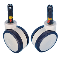 Roulette médicale de 150mm à verrouillage central Roues en polyuréthane à tige courte pour chariot d'hôpital