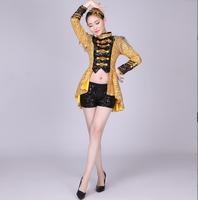 Costume de cirque pour femme Ecoparty, maître de cérémonie, avec short, pour Halloween, Noël, danse, fête à thème carnaval