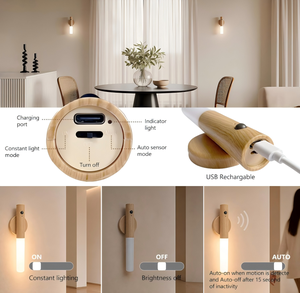 New USB Rechargeable Motion Sensor Warm White LED Night <strong>Lights</strong> Modern Stand Acrylic Column Magnet Base <strong>Table</strong> Lamp for Homeuse - Product Image 4