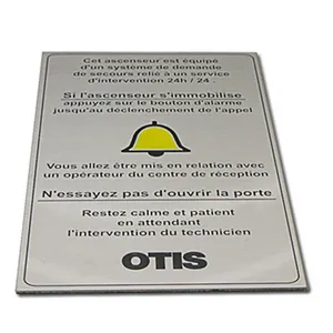 Оптовая продажа, металлическая табличка с гравировкой логотипа лифта, индивидуальная табличка из нержавеющей стали с кислотной гравировкой