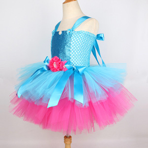 Vestido de Princesa Azul de Halloween para Niñas, Disfraz de Elfo Troll para Niños, Vestido de Princesa en Capas para Niñas - Product Image 4