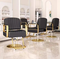Chaise de barbier professionnelle durable en acier inoxydable avec siège en cuir réglable et pompe hydraulique pour les coiffeurs de salon