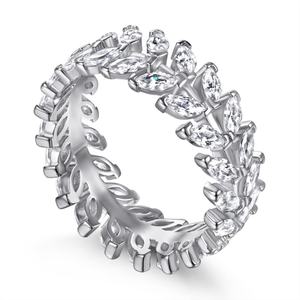 Bague Éternité Classique Sun Star Fine pour Mariage et Fêtes, en Argent Sterling S925 Plaqué Rhodium, avec Zircon Taille Marquise Brillant et Fantaisie - Product Image 4
