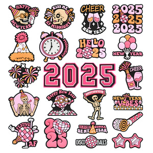 Nuevo 2025 Serie de Año Nuevo Accesorios para zapatos Diy Hebilla para zapatos Decoración festiva de dibujos animados Accesorios para zapatos de goma suave - Product Image 1