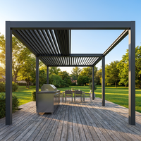 Pergola de jardin élégante en aluminium pour l'extérieur avec manivelle manuelle, pavillon autoportant pour cuisine extérieure