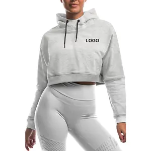 Logo Custom Women Sweatshirts And Hoodies High Quality Good Price Women Long Sleeve Sportswear Cropped Hoodie