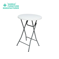 SK-ZDZ-B001 Table de Bar Pliante Ronde Blanche Polyvalente, Mobilier Portable d'Extérieur pour Fête, 110cm de Hauteur