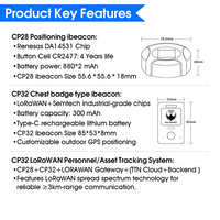 Passerelle IoT LoRaWAN : Suivi de positionnement intérieur en temps réel sur 3 km, gestion d'actifs, balise Bluetooth