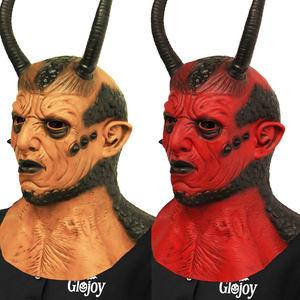 Máscara de Látex de <span class=keywords><strong>Demonio</strong></span> con <span class=keywords><strong>Cuernos</strong></span> Largos, Máscara de Terror para Casa Embrujada, Escape Room, Disfraz de Halloween Personalizado - Product Image 6