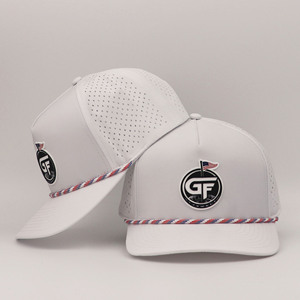 Casquettes de baseball ajustables en polyester perforé Hydro Performance avec logo en caoutchouc, vente en gros de gorras - Product Image 2