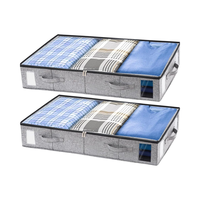 Combocube Lot de 2 Conteneurs de Rangement Rectangulaires Empilables Gris Lin Minimalistes pour Sous-Lit avec Support Robuste et Pliable pour Vêtements