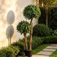 Arbre topiaire artificiel en buis à double boule, fausse sphère verte, plante en pot, pour mariage et remise de diplôme, imperméable et durable