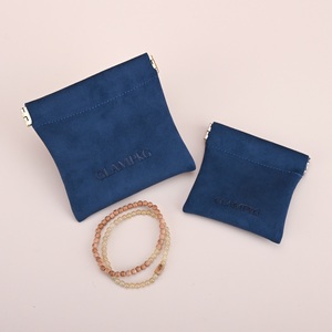 GLAMPKG Custom logo Exquisite Suede Shrapnel <b>Bag</b> Jewelry Pouch Cosmetic Lipstick Automatic Closed <b>Bag</b> <b>Make</b> <b>up</b> Packing <b>Bag</b> - Product Image 5