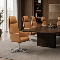 Chaise de bureau de direction ergonomique de luxe en cuir, dossier haut réglable avec accoudoirs en PU, base à quatre étoiles