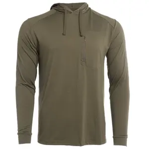 180GSM Lightweight Breathable Bamboo Hoodie Blank UV Protection Long Sleeve Fishing Shirts with Chest Zipper Pocket