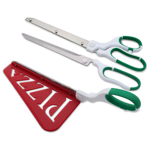 Stainless Steel Pizza Cutter With Red Guard Green White Handle Home Use Baking Tool Straight Head Bulk Size - Product Image 1