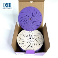 Disque de ponçage abrasif céramique professionnel violet de 5-6 pouces avec fixation auto-agrippante pour carrosserie automobile
