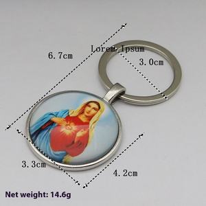 Religiosa Virgen María Retro Metal vidrio llavero católico bendito Ángel bebé colgante bautismo Bautizo favores llaveros - Product Image 4