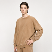 Sweat-shirt col rond 420 GSM délavé effet neige, coupe ample, lourd, style vintage américain, pull pour homme, marque privée