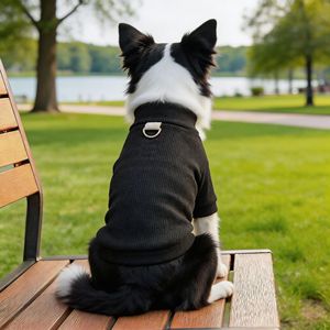 Ropa para mascotas, camiseta interior con collar Love, camisa de capa base de poliéster negra para perros pequeños y medianos, gatos, para las cuatro estaciones - Product Image 2