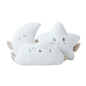 Almohada de Peluche con Lindas Estrellas Bordadas, Nubes Sonrientes, Oso de Peluche, Cojín de Sofá con Forma de Corazón, Muñeca de Luna con Alas, Tela de Algodón, Alivio del Estrés - Product Image 5