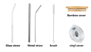 Jm OEM ODM 12Oz 16Oz Rõ Ràng Khoảng Trống Thủy Tinh Mason Jar Bia Có Thể Cốc Thủy Tinh Với Nắp Tre Và Rơm - Product Image 4