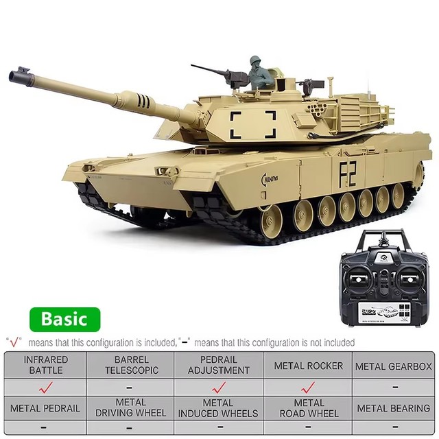 HENGLONG 3918-1 U.S.A M1A2 Abrams RC Main Battle Tank 2.4G 1/16 Full Simulation Scale IR Battle Sound BB Airsoft Tank Toys