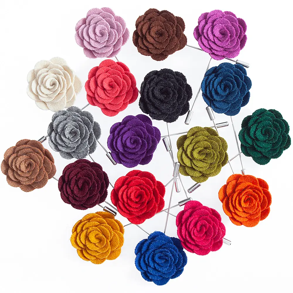 Broche multicolore disponible pour hommes, épingle de revers fleur rose