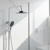 Ensemble de douche mural moderne avec pommeau de douche pluie finition brossée, cartouche céramique, jets/modes de pulvérisation massants pour usage domestique et hôtelier
