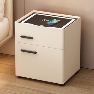 Mesa de <span class=keywords><strong>Noche</strong></span> Moderna para Dormitorio con Gabinete Metálico, Panel de Almacenamiento para Sala de Estar - Product Image 5