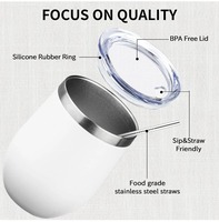 Gobelet isotherme à double paroi en forme d'œuf de 12 oz avec logo personnalisé, verre à vin, tasses avec couvercle, gobelet à vin en acier inoxydable de 12 oz