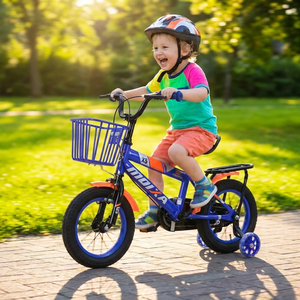 Vélo pour enfants de 12, 14 et 16 pouces avec roues d'apprentissage à LED clignotantes et panier de rangement bleu, série <span class=keywords><strong>X5</strong></span>, vélo pour enfants pour garçons et filles - Product Image 6