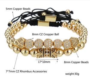 กำไลข้อมือลูกปัดคริสตัลชุบทอง,สร้อยข้อมือมิตรภาพแบบถักปรับได้ - Product Image 6