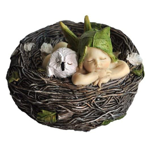 Benutzer definierte Terrarium Sleeping Fairy Baby mit <span class=keywords><strong>Eule</strong></span> in Nest Statue Miniatur Fairy Garden - Product Image 1