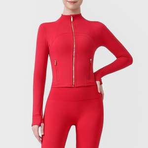 ABD Yurtdışı Deposu Kırpılmış Dik Yaka Yoga Ceketi Kadınlar İçin Normal Kalıp Büyük Beden Ön Yoga Seti - Product Image 5