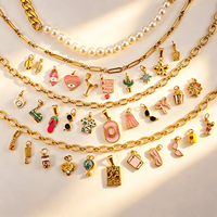 Breloques en émail en acier inoxydable, série Cœur Amour, pendentifs mignons pour lunettes, bikinis, vêtements, chapeaux, tasses, appareils photo, jouets