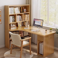 Bureau d'angle avec bibliothèque intégrée, combinaison bureau d'écriture et étagère, table d'ordinateur en L pour étudiants et usage domestique, style simple et moderne pour le bureau