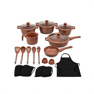 Ollas y Sartenes de Alta Calidad con Asas Suaves al Tacto, Cerámica Rosa Antiadherente, Juego de Utensilios de Cocina de Aluminio Fundido a Presión - Product Image 1