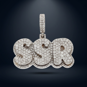 Colgante con Nombre en Letras de Burbuja Personalizado |   Colgante con Inicial de Moissanita Helada |   Collar de Hip Hop Personalizado |   VVS1 Color D |   GRA - Product Image 3