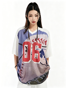 Nouveau T-shirt décontracté pour femme, style rétro américain 2026, maillot de basketball à manches courtes, imprimé numérique, hip-hop, streetwear, sport - Product Image 4