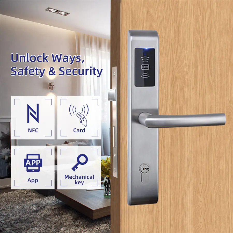 HUNE Metal Contactless Smart Card fechadura da porta rf keyless rfid hotel bloqueio sistema