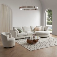 Canapé industriel haut de gamme à accoudoirs roulés, en tissu lin, résistant aux taches, avec commande par application, design confortable, pour appartement et mobilier de maison
