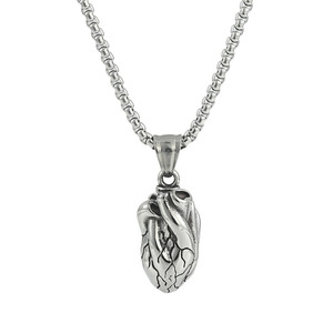 Pendentif en forme de cœur en acier inoxydable, pendentifs thématiques pour hommes, bijoux cadeaux, ensemble de chaînes 3x60cm - Product Image 1