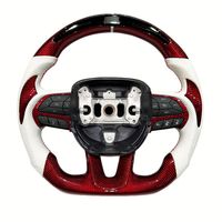 Volant sport en forme de D en fibre de carbone forgée rouge avec LED pour Dodge Challenger Charger RT Durango SRT