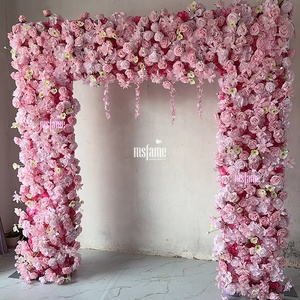 Cổng hoa giả MSFAME màu hồng sáng, làm phông nền đám cưới, tường hoa 3D - Product Image 6